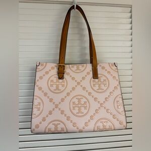 Tory Burch Pink and Tan Tote Bag